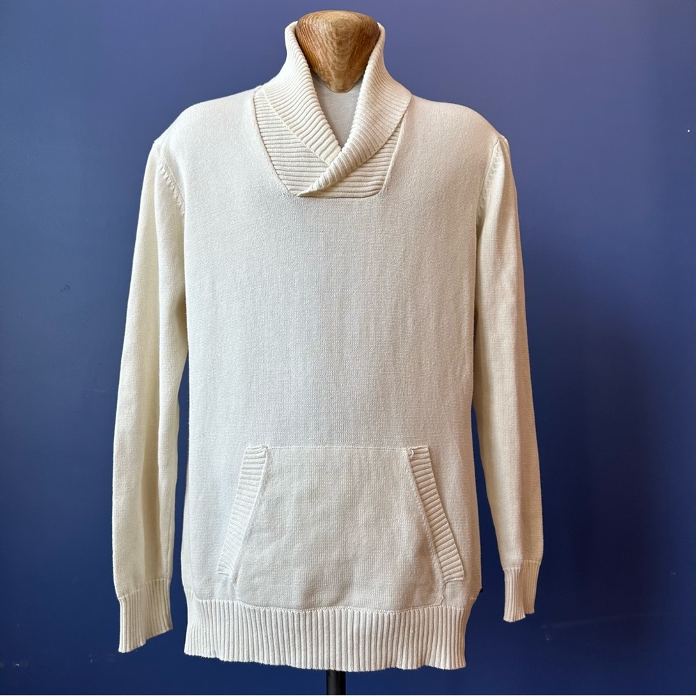 Guess Cream Cotton V-neck Mens XXL Pullover Sweater